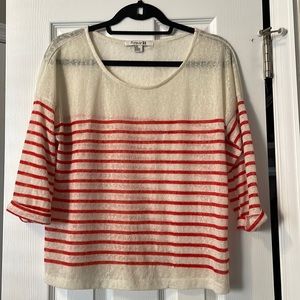 Red and white striped top